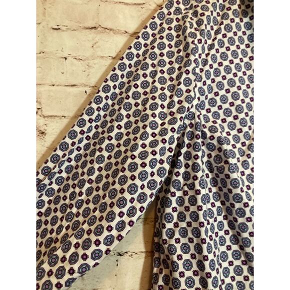 Talbots Top Womens 22W Blue & Purple Medallion Print Non Iron Button Up Plus - Picture 2 of 13